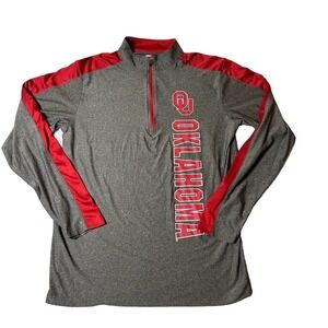 Oklahoma Sooners Top‎ Mens Small Gray 1/4 Zip Long Sleeve High Neck NCAA